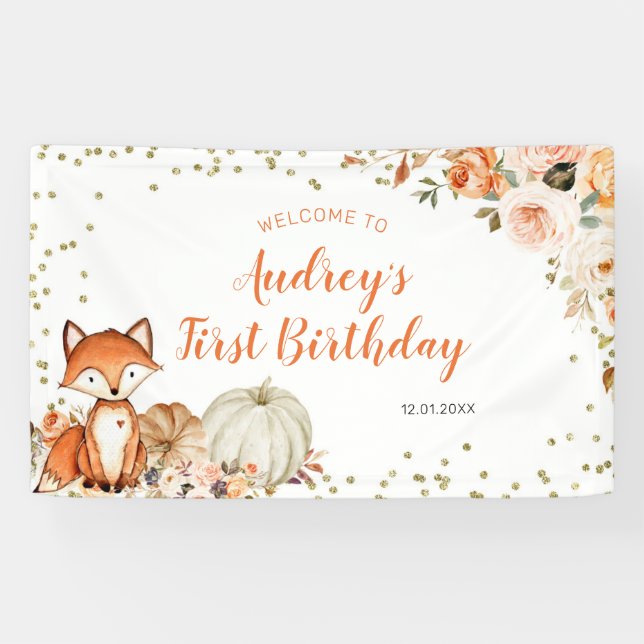 Fall Fox Sie ist ein Wild One Birthday Große Banne Banner (Horizontal)
