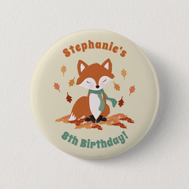 Fall Fox Woodland Geburtstag Button (Vorderseite)