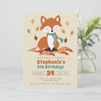 Fall Fox Woodland Geburtstag Einladung