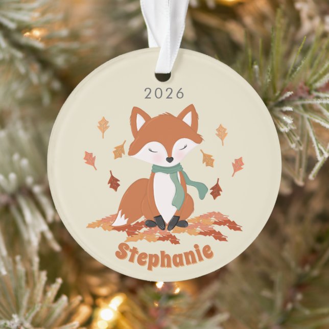 Fall Fox Woodland Geburtstag Ornament (Baum)