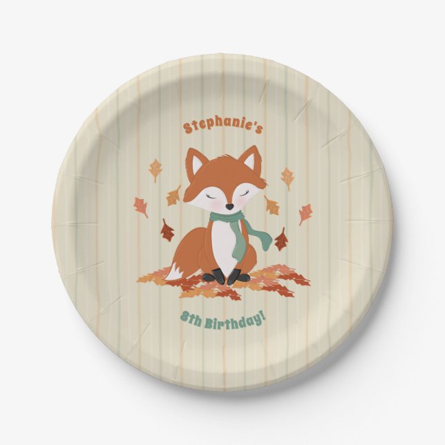 Fall Fox Woodland Geburtstag Pappteller (Vorderseite)