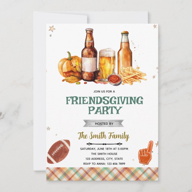 Fall Friends Food and Football invitation Einladung (Vorderseite)