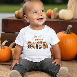 Fall Friends Niedlicher Tiere 1. Geburtstagsname Baby T-shirt