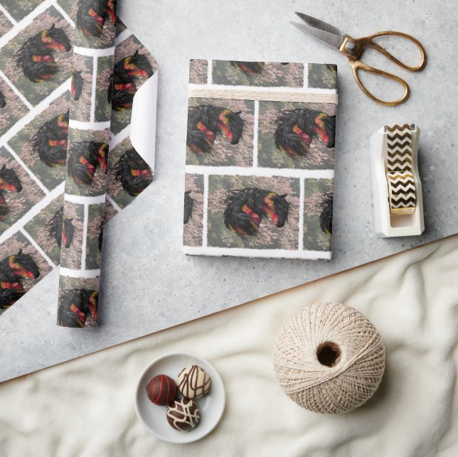 Fall Friesian Horse Geschenkpapier (Kunsthandwerk)