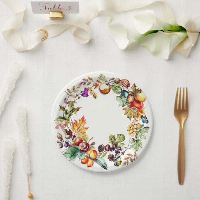 Fall Frucht- und Schmetterlingsdruckpapier-Teller Pappteller (Hochzeit)