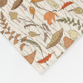 Fall Fungi und Blätter - nahtloses Muster. Fleecedecke