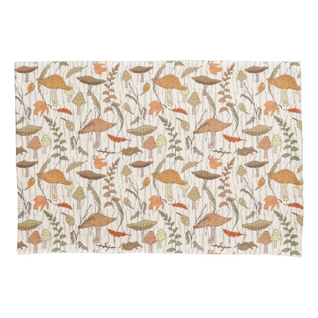 Fall Fungi und Blätter - nahtloses Muster. Kissenbezug (Vorderseite)