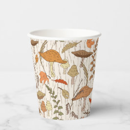 Fall Fungi und Blätter - nahtloses Muster. Pappbecher