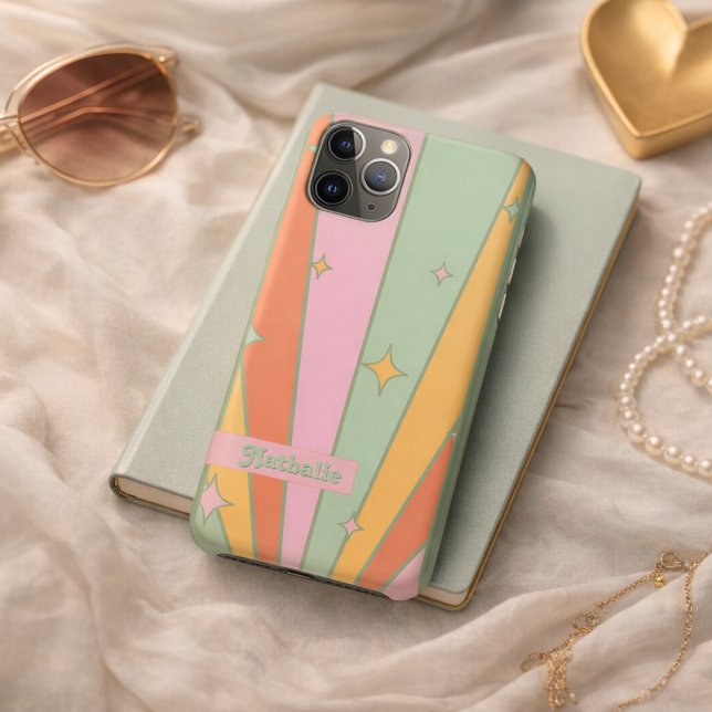 Fall für das Retro-iPhone - Personalisiertes Desig Case-Mate iPhone Hülle (Retro iPhone Case - Personalized Green Name Design)