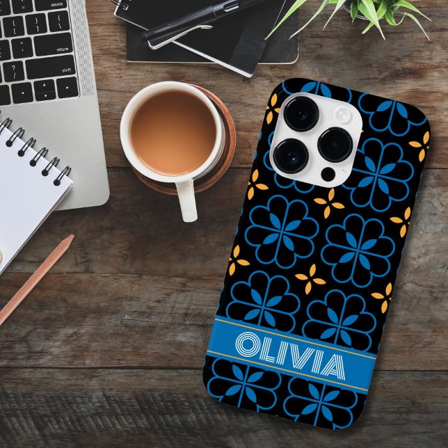 Fall für die benutzerdefinierte Monogramm Name Mit Case-Mate iPhone Hülle (Unique i-Phone case with Custom Monogram Name and Medterranean Moroccan Style Pattern)