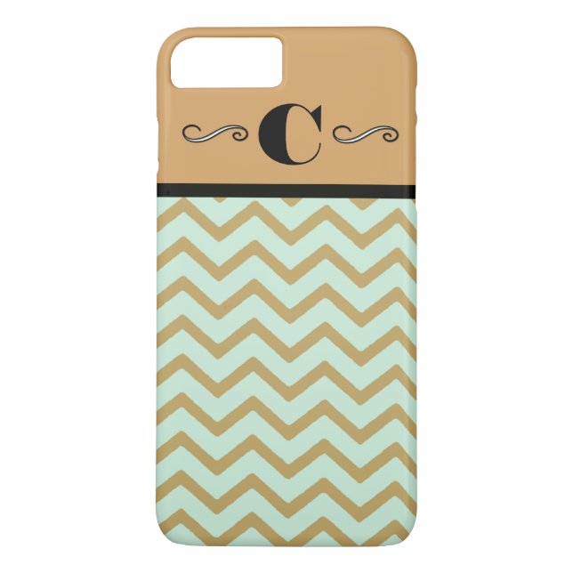 Fall für Gold und Aquamarine Monogramm-Handys Case-Mate iPhone Hülle (Rückseite)