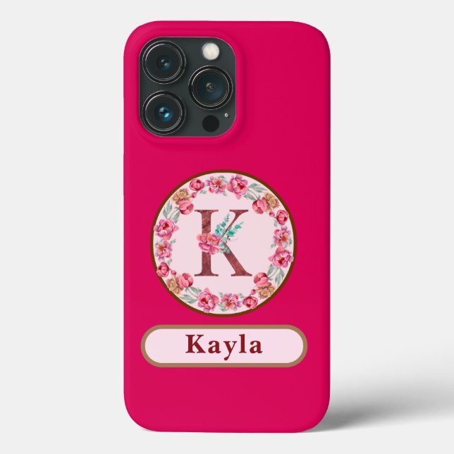 Fall für hübsches Monogram K Floral Case-Mate iPho Case-Mate iPhone Hülle (Rückseite)