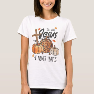 Fall für Jesus, er Verlasse nie Christlichen Dank T-Shirt