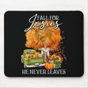 Fall für Jesus, er Verlasse nie Herbst Christi Mousepad