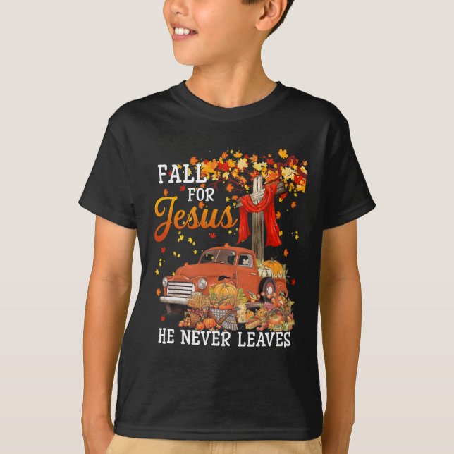 Fall für Jesus, er Verlasse nie - kreuzen Jesus Ch T-Shirt (Vorderseite)