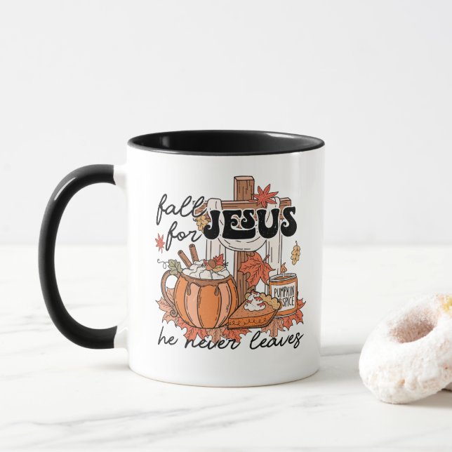 Fall für Jesus, er Verlasst nie, Christlicher Fall Tasse (Mit Donut)