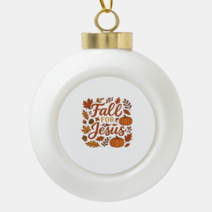 Fall für Jesus Herbst Pumpkin Christliche Glaubens Keramik Kugel-Ornament