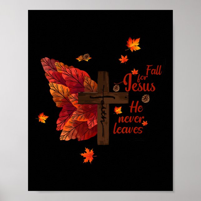 Fall für Jesus, Verlasse er nie Herbst Christliche Poster (Vorne)