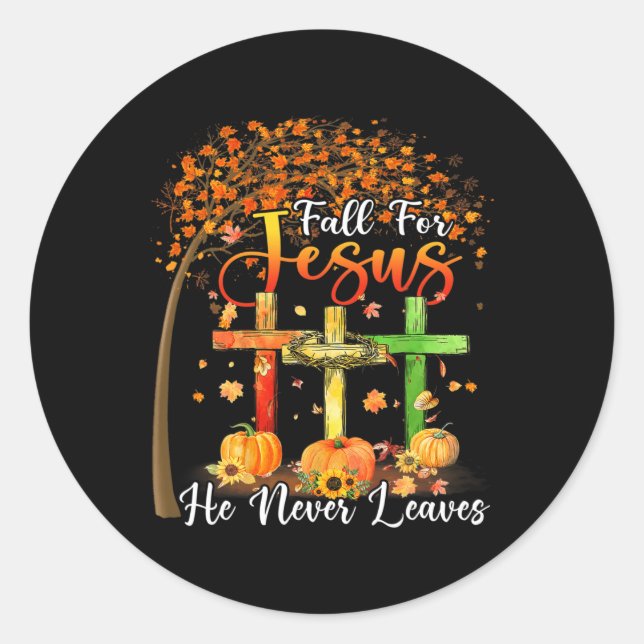 Fall für Jesus, Verlasse er nie Pumpkin Thanksgivi Runder Aufkleber (Vorderseite)