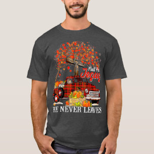 Fall für Jesus, Verlasse er nie Pumpkin Truck Dank T-Shirt