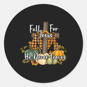 Fall für Jesus Verlasse er nie Pumpkinsche Herbst  Runder Aufkleber