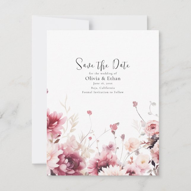 Fall Fuschia Wedding Save The Date (Vorderseite)