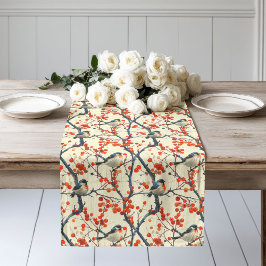 Fall Garden Table Runner Vögel blühende Akzente Großer Tischläufer