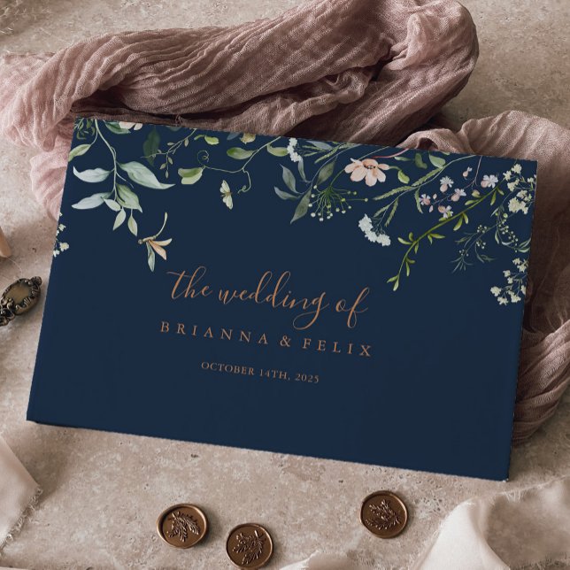 Fall Garden Wildblume Minimalistisch Hochzeit Gästebuch (Von Creator hochgeladen)