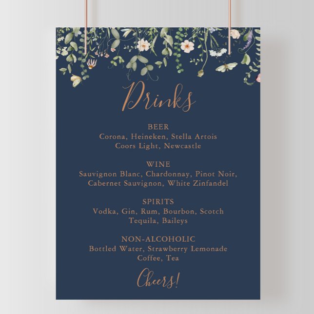 Fall Garden Wildblume Wedding Drinks Menü Zeichen Poster (Von Creator hochgeladen)