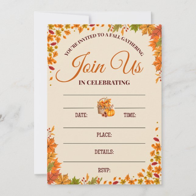 Fall Gathering Celebration Design Einladung (Vorderseite)