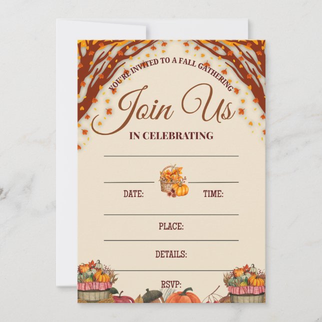 Fall Gathering Celebration Design Einladung (Vorderseite)