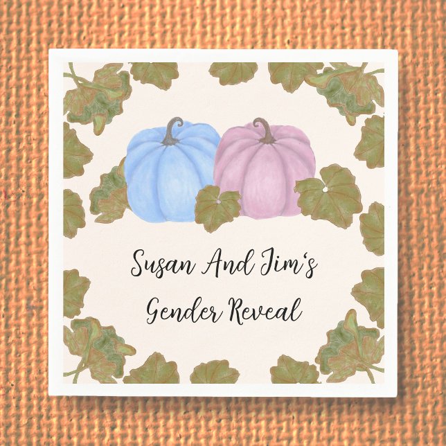 Fall Gender Reveal Little Pumpkin Theme Napkins Serviette (Von Creator hochgeladen)