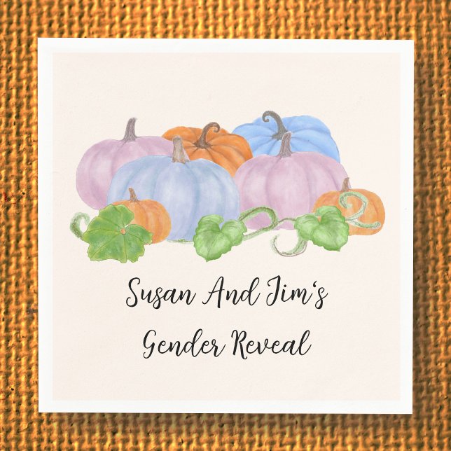 Fall Gender Reveal Little Pumpkin Theme Napkins Serviette (Von Creator hochgeladen)