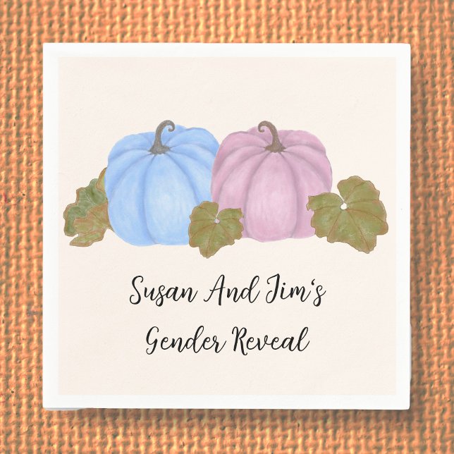 Fall Gender Reveal Little Pumpkin Theme Napkins Serviette (Von Creator hochgeladen)