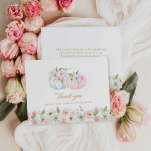 Fall Gender Reveal Pumpkin Danke Karte