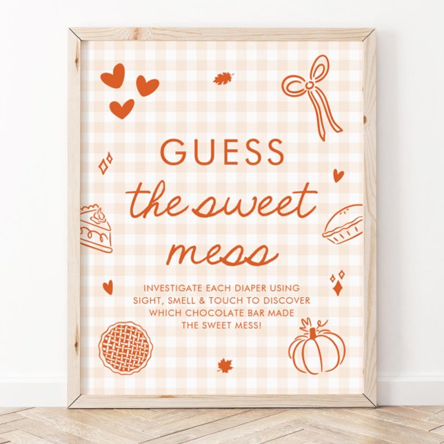 Fall-Gingham-Cutie-Pie-Rätsel um das süße Chaos-Sp Poster (Fall Gingham Cutie Pie Guess the Sweet Mess Game Sign)