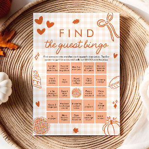 Fall Gingham Finden Sie das Bingo Baby Shower Game Einladung