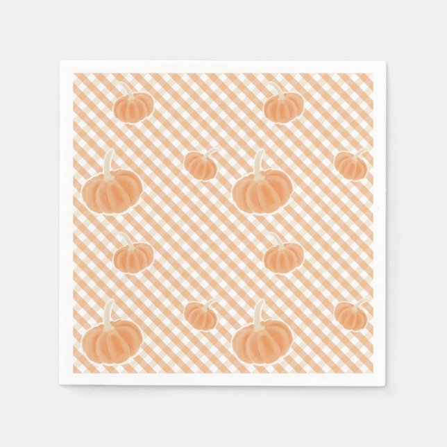 Fall Gingham Pumpkin Napkin - Dekoration des Ernte Serviette (Vorderseite)