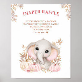Fall Girl Elephant Baby Dusche Windeln Raffle Schi Poster