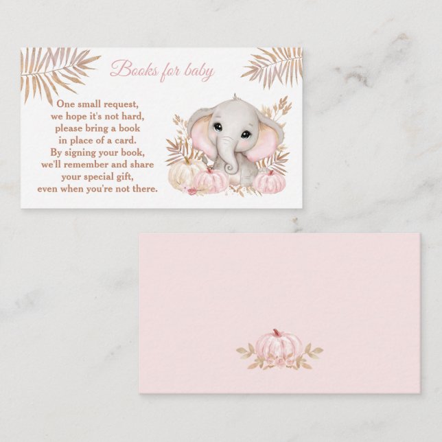 Fall Girl Elephant Babyduschbücher für Babykarte Begleitkarte (Vorne/Hinten)