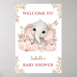 Fall Girl Elephant Babydusche Begrüßungszeichen Poster