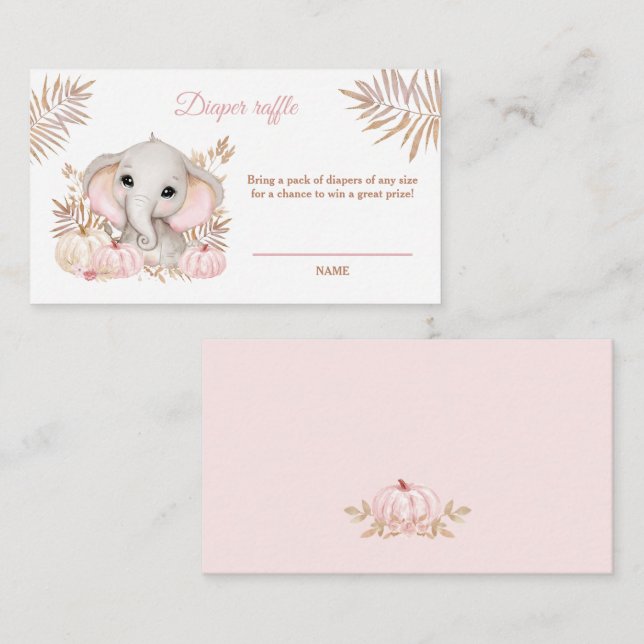 Fall Girl Elephant Babydusche Windelwaschkarte Begleitkarte (Vorne/Hinten)