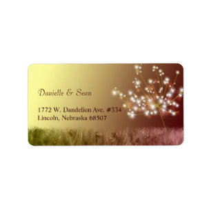 Fall Glitzy Dandelion Wedding Address Adressaufkleber