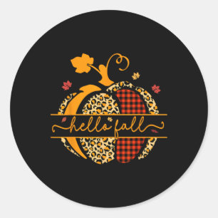 Fall glücklich Fall Y'alle Herbst Pumpkin Leopard Runder Aufkleber