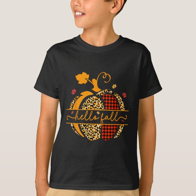 Fall glücklich Fall Y'alle Herbst Pumpkin Leopard  T-Shirt (Vorderseite)