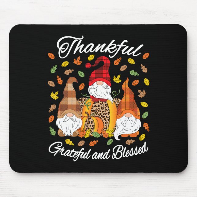 Fall Gnome Kariert Leopard Pumpkin Erntedank Bles Mousepad (Vorne)