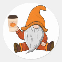 Fall Gnome und Coffee Vinyl Aufkleber