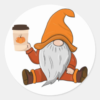 Fall Gnome und Coffee Vinyl Aufkleber