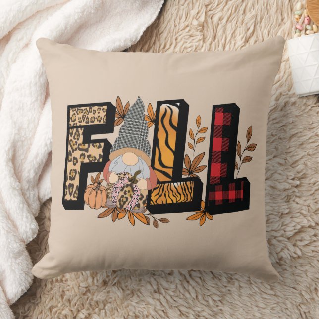 FALL Gnomes in Animal Print Pattern Throw Kissen (Decke)