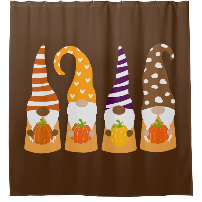 Fall Gnomes mit Pumpkins Duschvorhang (Vorderseite)